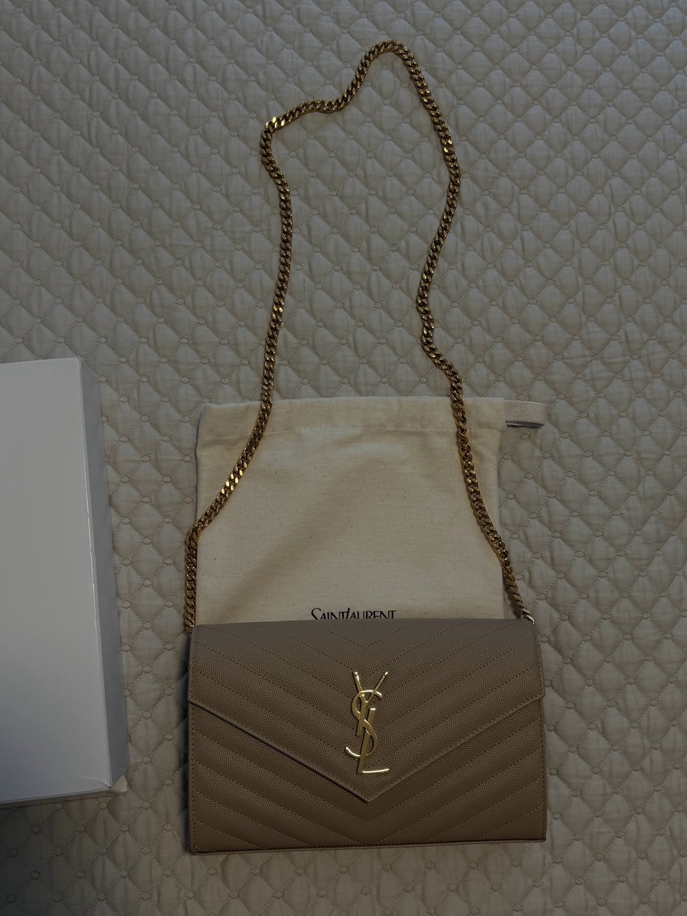 Saint Laurent Dark Beige Chain Shoulder Bag. Excellent condition, like new! ✨
